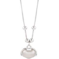 Sterling Silver White Gold Plated Casual Simple Style Lock Inlay Opal Pendant Necklace sku image 1