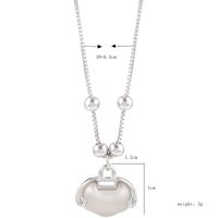 Sterling Silver White Gold Plated Casual Simple Style Lock Inlay Opal Pendant Necklace main image 2