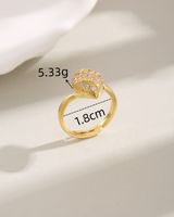 Wholesale Elegant Luxurious Geometric Copper Inlay 18K Gold Plated Zircon Open Rings main image 2