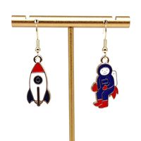 1 Pair Elegant Modern Style Astronaut Rocket Enamel Plating Alloy Gold Plated Drop Earrings main image 6