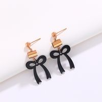 1 Pair XUPING Sweet Bow Knot Irregular Plating 304 Stainless Steel 18K Gold Plated Black Gun Drop Earrings main image 8