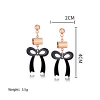 1 Pair XUPING Sweet Bow Knot Irregular Plating 304 Stainless Steel 18K Gold Plated Black Gun Drop Earrings sku image 1