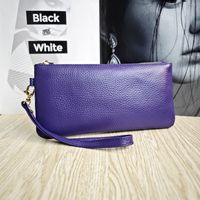 Women's Solid Color Leather Zipper Wallets sku image 13