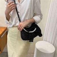 Women's PVC Bow Knot Elegant Pearls Lace Square Zipper Shoulder Bag main image 3