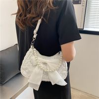 Women's PVC Bow Knot Elegant Pearls Lace Square Zipper Shoulder Bag main image 4