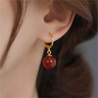 1 Pair Elegant Round Agate Wholesale Drop Earrings sku image 6