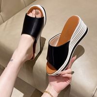 Women's Casual Color Block Round Toe Wedge Slippers main image 2