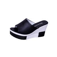 Women's Casual Color Block Round Toe Wedge Slippers sku image 7