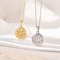 304 Stainless Steel Titanium Steel Simple Style Inlay Star Zircon Pendant Necklace sku image 2