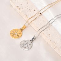 304 Stainless Steel Titanium Steel Simple Style Inlay Star Zircon Pendant Necklace main image 9