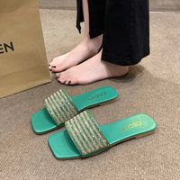 Women's Casual Solid Color Square Toe Flat Slippers sku image 23