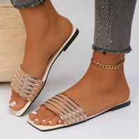 Women's Casual Solid Color Square Toe Flat Slippers sku image 10