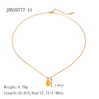 Stainless Steel 18K Gold Plated IG Style Water Droplets Inlay Zircon Pendant Necklace main image 2