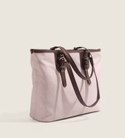 Women's Medium Canvas Solid Color Classic Style Zipper Tote Bag main image 3