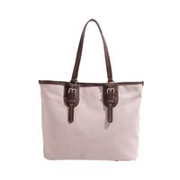 Women's Medium Canvas Solid Color Classic Style Zipper Tote Bag main image 2