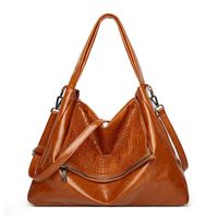 Women's Medium Pu Leather Solid Color Vintage Style Zipper Tote Bag main image 1