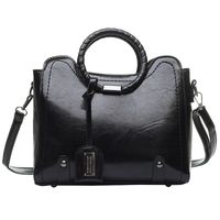 Women's Large Pu Leather Solid Color Vintage Style Zipper Handbag sku image 1
