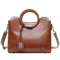 Women's Large Pu Leather Solid Color Vintage Style Zipper Handbag sku image 3