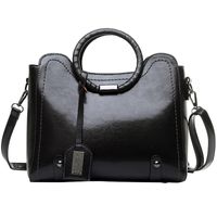 Women's Large Pu Leather Solid Color Vintage Style Zipper Handbag sku image 2