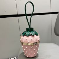 Women's Small Pu Leather Strawberry Cute Bucket Buckle Handbag sku image 3