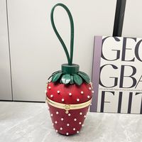 Women's Small Pu Leather Strawberry Cute Bucket Buckle Handbag sku image 1