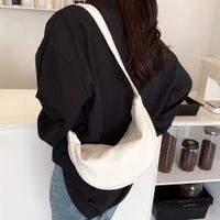 Women's Medium Pu Leather Solid Color Basic Zipper Cloud Shape Bag sku image 1