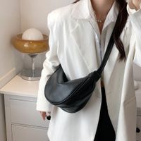 Women's Medium Pu Leather Solid Color Basic Zipper Cloud Shape Bag sku image 2