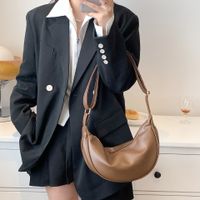 Women's Medium Pu Leather Solid Color Basic Zipper Cloud Shape Bag sku image 5