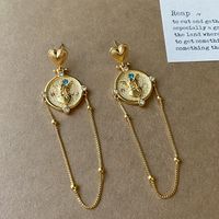 1 Pair Simple Style Round Heart Shape Plating Copper 18K Gold Plated Drop Earrings main image 7