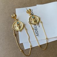 1 Pair Simple Style Round Heart Shape Plating Copper 18K Gold Plated Drop Earrings main image 1