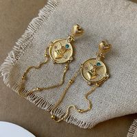 1 Pair Simple Style Round Heart Shape Plating Copper 18K Gold Plated Drop Earrings main image 5