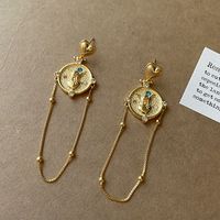 1 Pair Simple Style Round Heart Shape Plating Copper 18K Gold Plated Drop Earrings main image 6