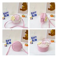 Girl'S Small Pu Leather Flower Cute Round Zipper Shoulder Bag main image 3