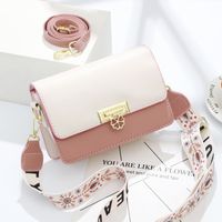 Women's Small Pu Leather Color Block Cute Square Buckle Shoulder Bag sku image 1