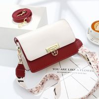 Women's Small Pu Leather Color Block Cute Square Buckle Shoulder Bag sku image 7