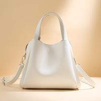 Women's Medium Pu Leather Solid Color Classic Style Magnetic Buckle Bucket Bag sku image 1
