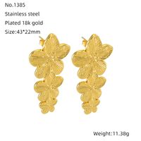 1 Paire Style Simple Style Classique Couleur Unie Placage Acier Inoxydable Plaqué Or Boucles D'Oreilles sku image 1