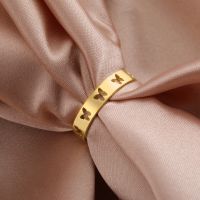 Stainless Steel Gold Plated Simple Style Solid Color Plating Rings main image 1