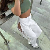 Women's Casual Daily Streetwear Solid Color Full Length Hollow Out Casual Pants main image 4