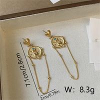 1 Pair Simple Style Round Heart Shape Plating Copper 18K Gold Plated Drop Earrings sku image 1