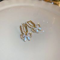 1 Pair Simple Style Classic Style Bow Knot Inlay Alloy Rhinestones Drop Earrings main image 6