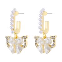 1 Pair Simple Style Classic Style Bow Knot Inlay Alloy Rhinestones Drop Earrings main image 4