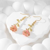 1 Pair Vintage Style Simple Style Rose Plating Alloy Silver Plated Drop Earrings main image 3