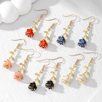 1 Pair Vintage Style Simple Style Rose Plating Alloy Silver Plated Drop Earrings main image 1
