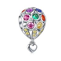 Panjia S925 Sterling Silver Bracelet Accessories Inlaid Hot Air Balloon Scattered Beads Diycharm Love Heart Necklace String Ornament Wholesale sku image 1