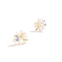1 Pair Simple Style Four Leaf Clover Inlay Copper Zircon Ear Studs main image 3