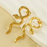 1 Pair Simple Style Classic Style Snake Plating Titanium Steel Ear Studs main image 3