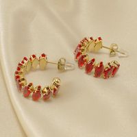 1 Pair Simple Style Classic Style Color Block Inlay Stainless Steel Zircon Ear Studs main image 4