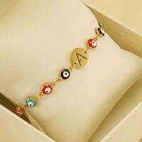 Titanium Steel Gold Plated Simple Style Classic Style Letter Plating Bracelets main image 4