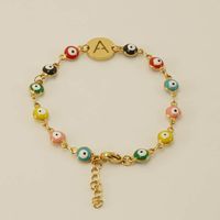 Titanium Steel Gold Plated Simple Style Classic Style Letter Plating Bracelets main image 3